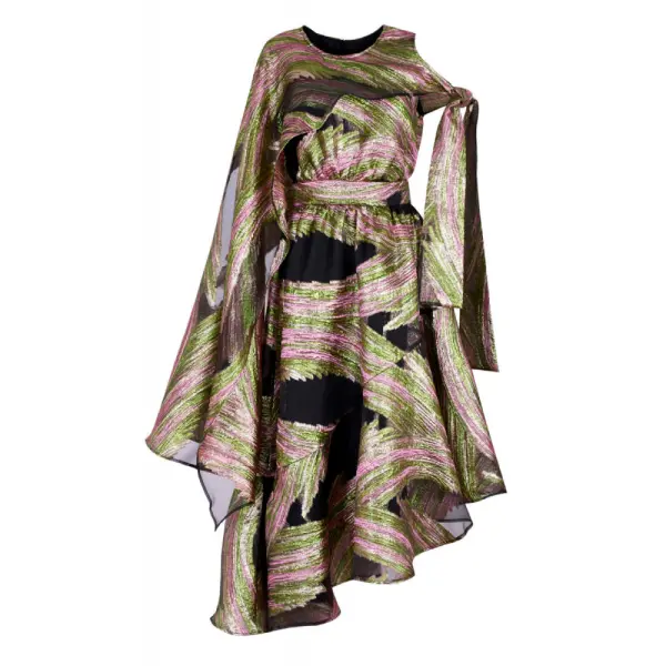 Jungle gardenia pink brown textured dress Clothing designer Coveti