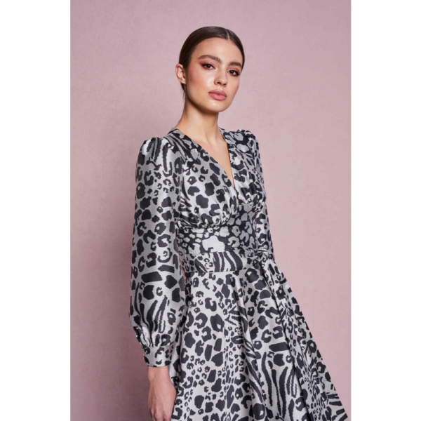 Jungle gardenia pink brown textured dress Clothing designer Coveti
