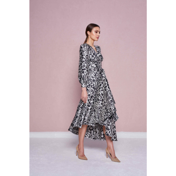 Jungle gardenia pink brown textured dress Clothing designer Coveti