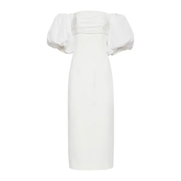 Genevieve puff sleeve midi dress Clothing classic Coveti