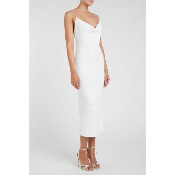 Genevieve puff sleeve midi dress Clothing classic Coveti