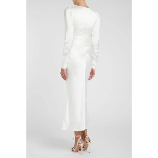 Genevieve puff sleeve midi dress Clothing classic Coveti