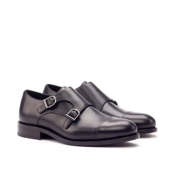 Black Double Monk Shoe