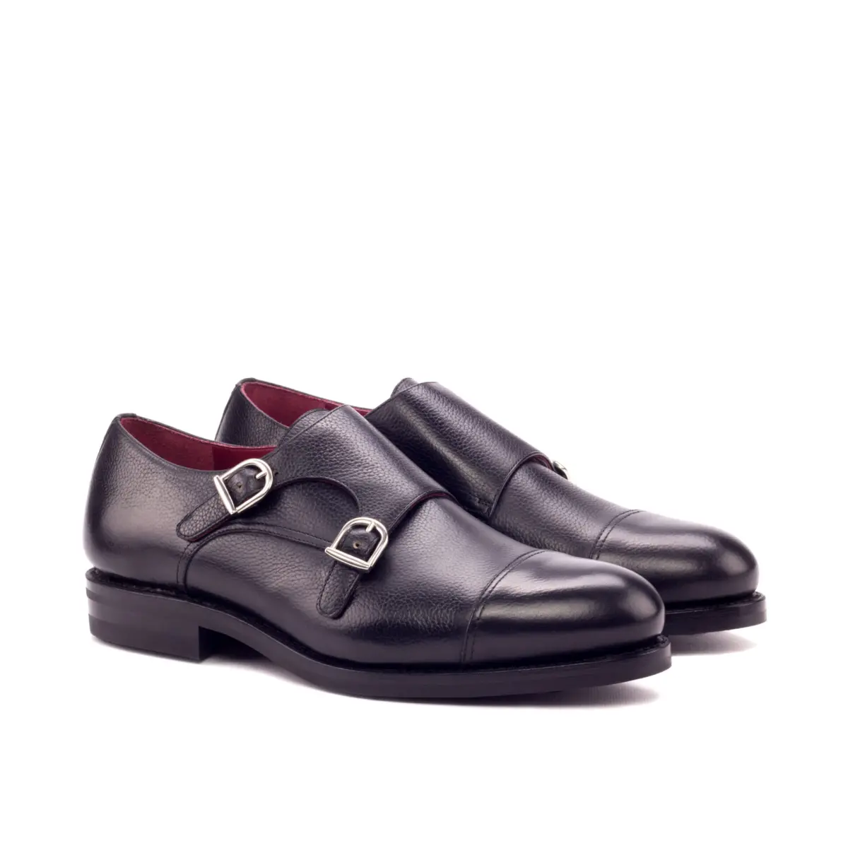 Black Double Monk Shoe