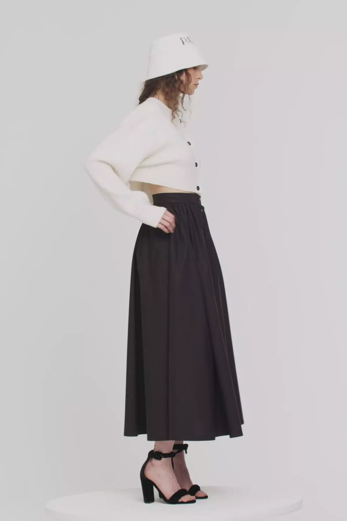 Flared button front long skirt Clothing long skirt Coveti