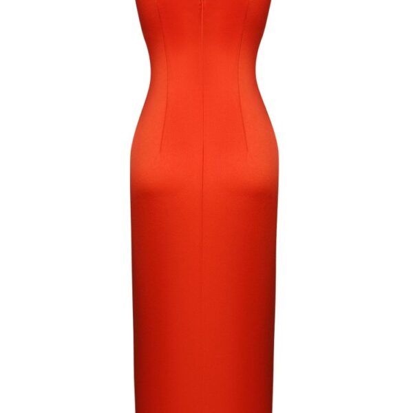 Buckled and draped satin midi dress Clothing buy red dress Coveti