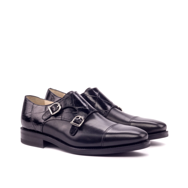 Black Double Monk Shoe