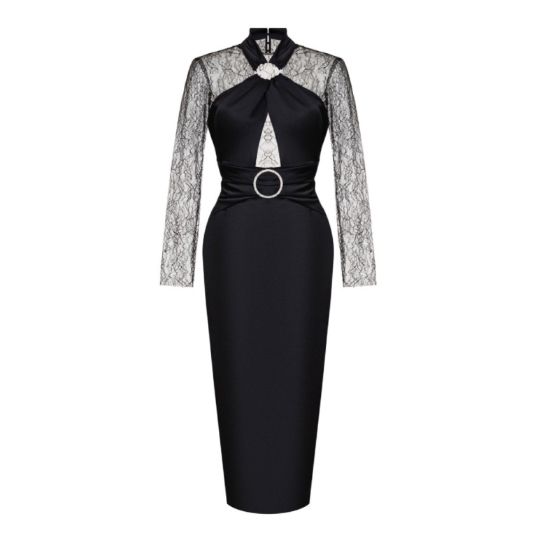 Button embellished draped crepe and linen midi dress Clothing Bridal Coveti