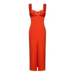 Buckled and draped satin midi dress Clothing buy red dress Coveti