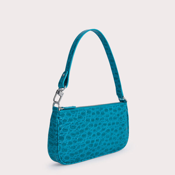 Rachel cement circular croco embossed leather bag Bags bag Coveti