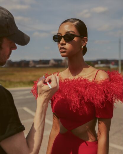 Feather Cutouts Red Maxi Dress