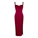 Red Midi Dress Satin