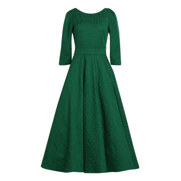 Francesca dress Jacquard alyzee emerald dress Clothing 3/4 Sleeve Coveti