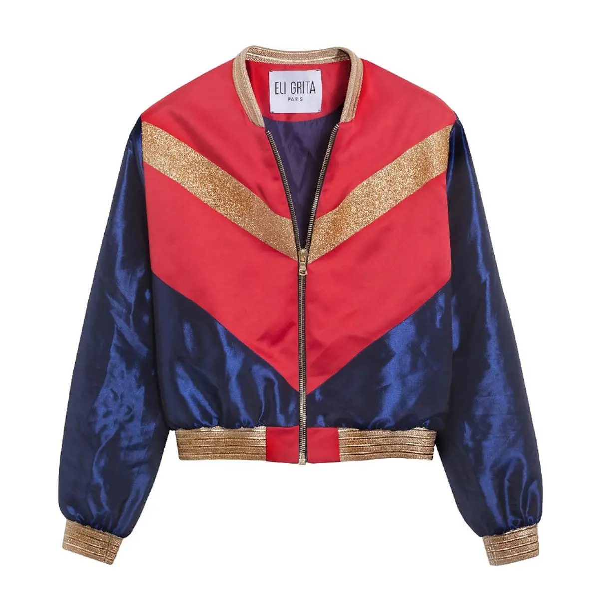 Eli Grita unisex light power red satin bomber jacket – 4 UK   Coveti