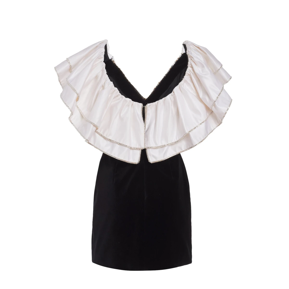 Black dress with white ruffle best sale