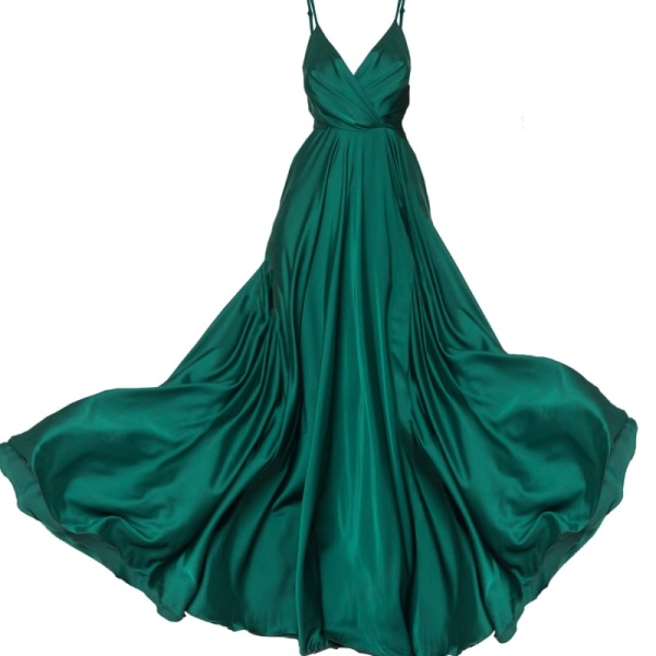 Satin long dress emerald tied back – 4 UK   Coveti