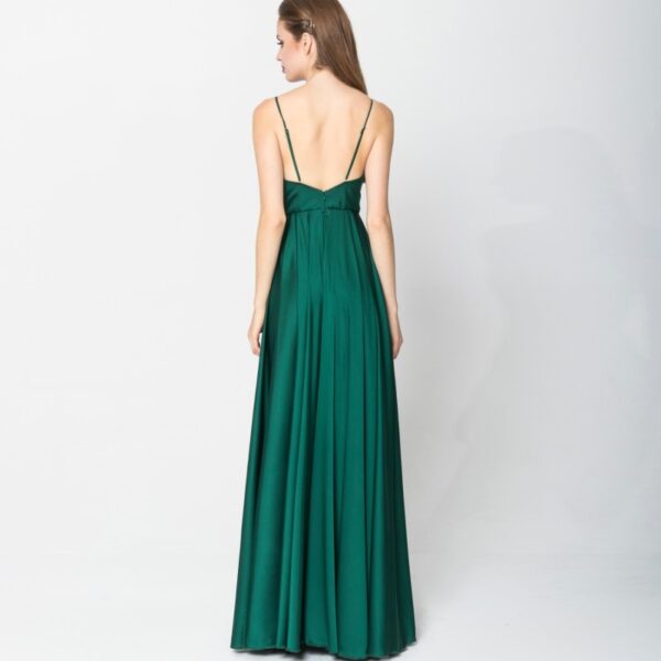 Satin long dress emerald tied back – 4 UK   Coveti