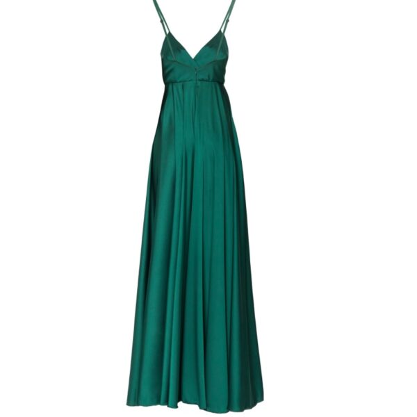 Satin long dress emerald tied back – 4 UK   Coveti