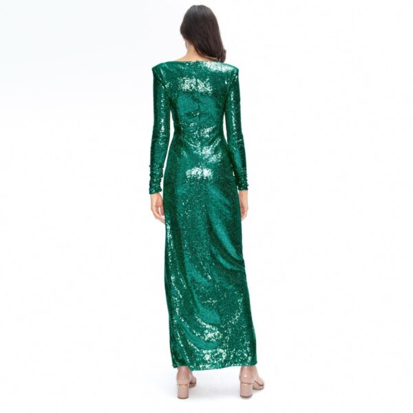 Satin long dress emerald tied back – 4 UK   Coveti