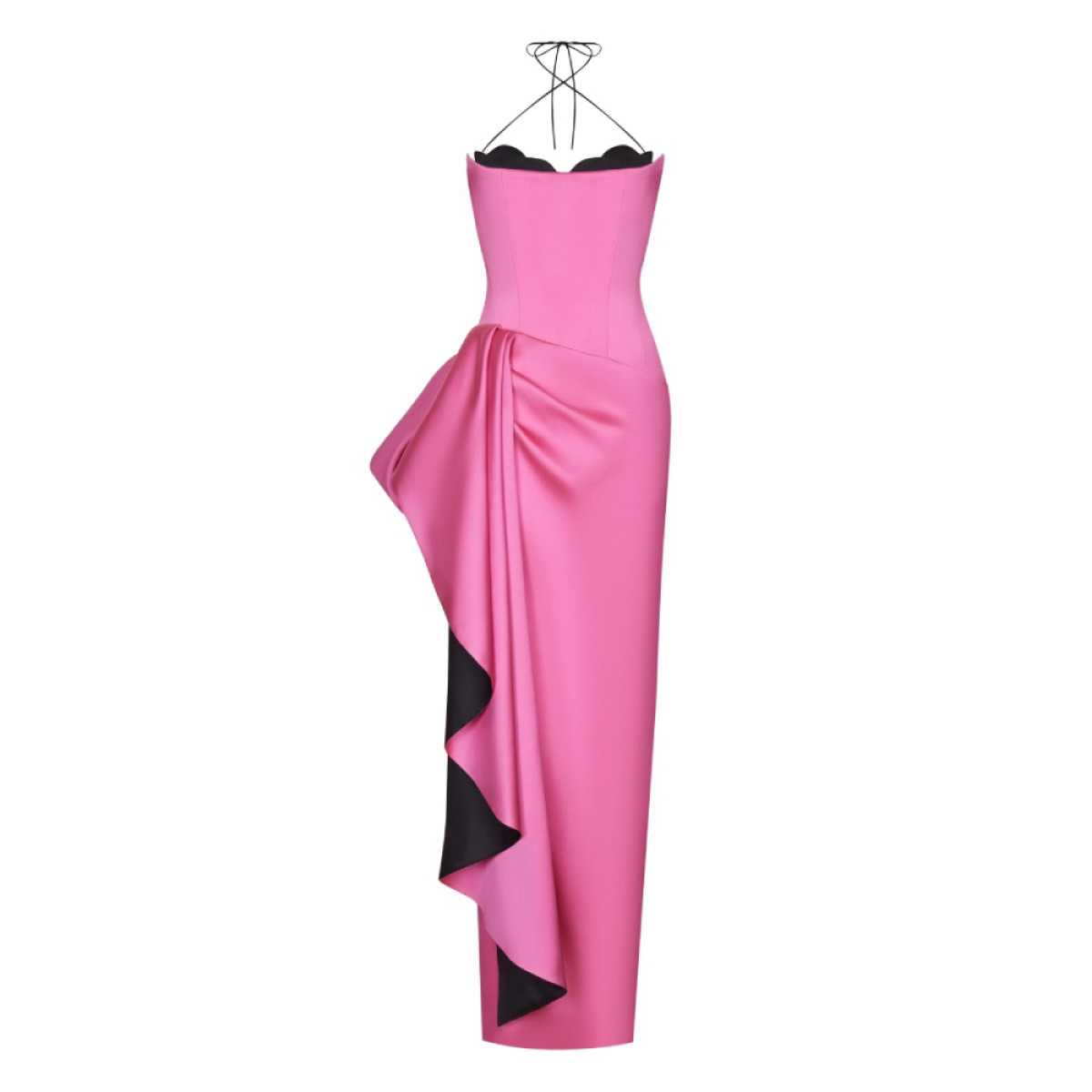 Bow-embellished draped maxi satin dress | Designer Collection | Coveti