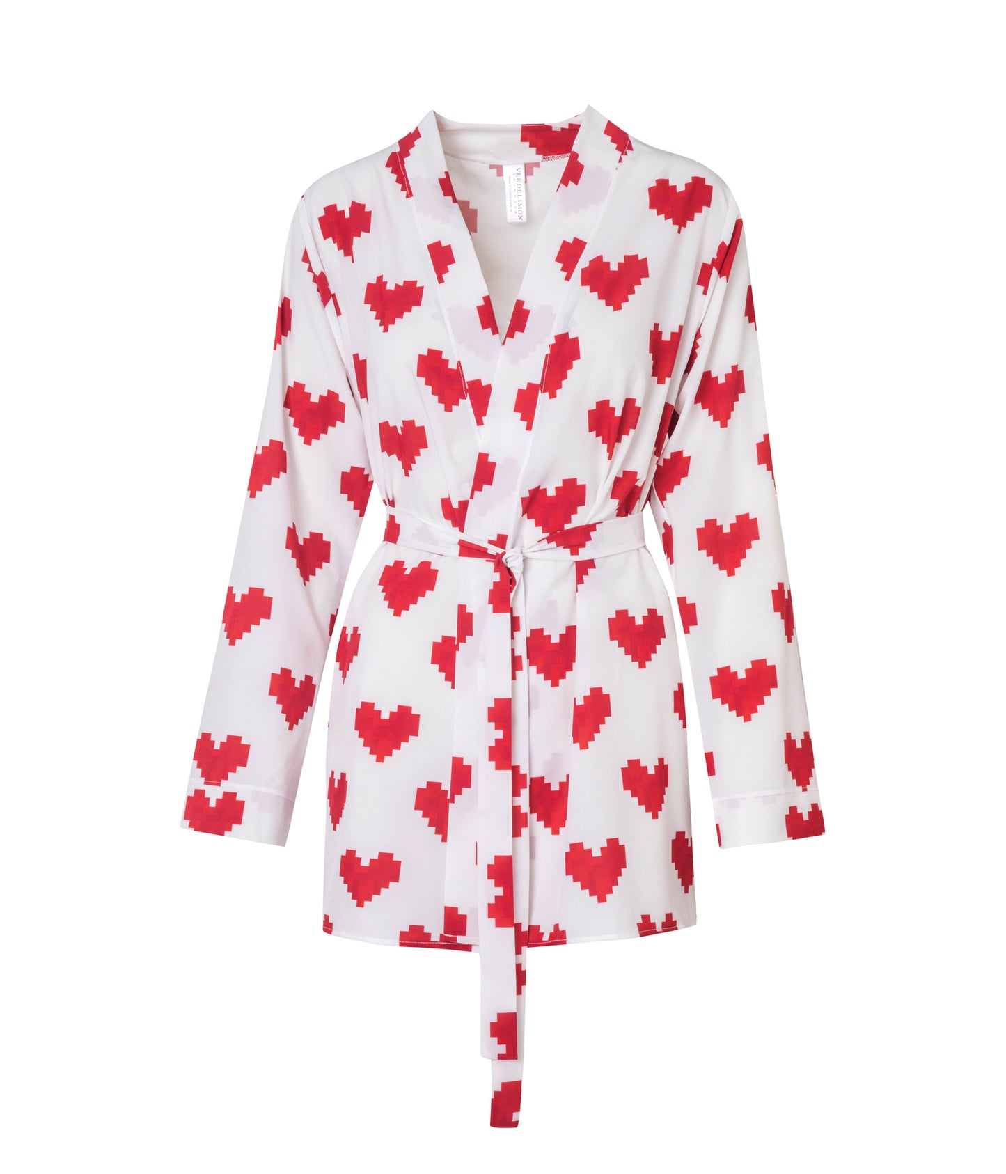 Verdelimon Beachwear Georgia Cover Up Red Pixel Hearts