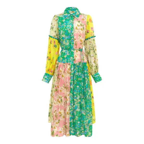 Kenzie Patchwork Shirtdress Kenzie Patchwork Shirtdress Clothing Alemais Coveti
