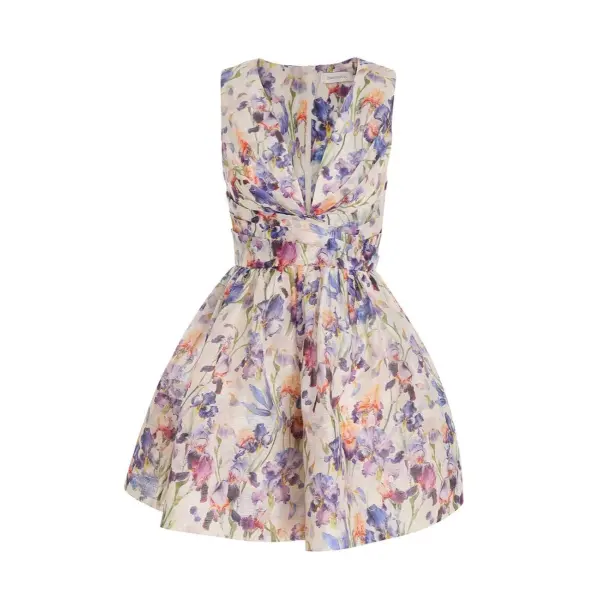 Zimmermann Tama V Neck Mini Dress