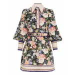 1.6709dcoa.mabkprt.mayflower-black-print Zimmermann Coaster Long Sleeve Tunic