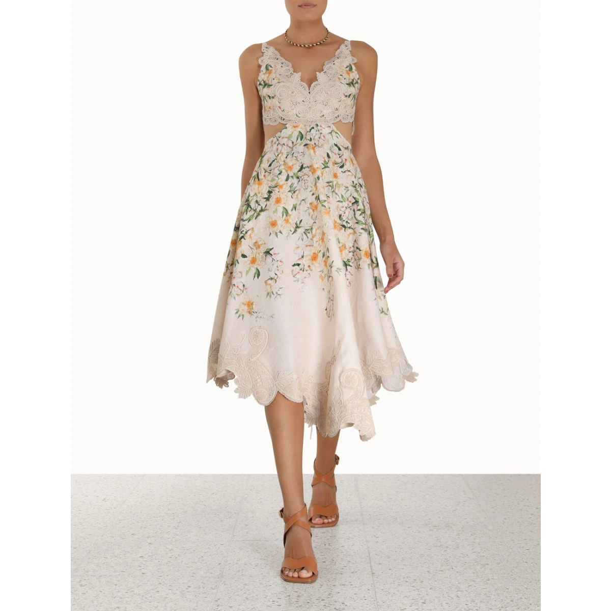 Zimmermann Coaster Battenburg Midi Dress