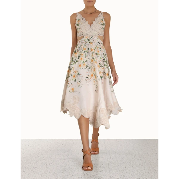 Zimmermann Coaster Battenburg Midi Dress