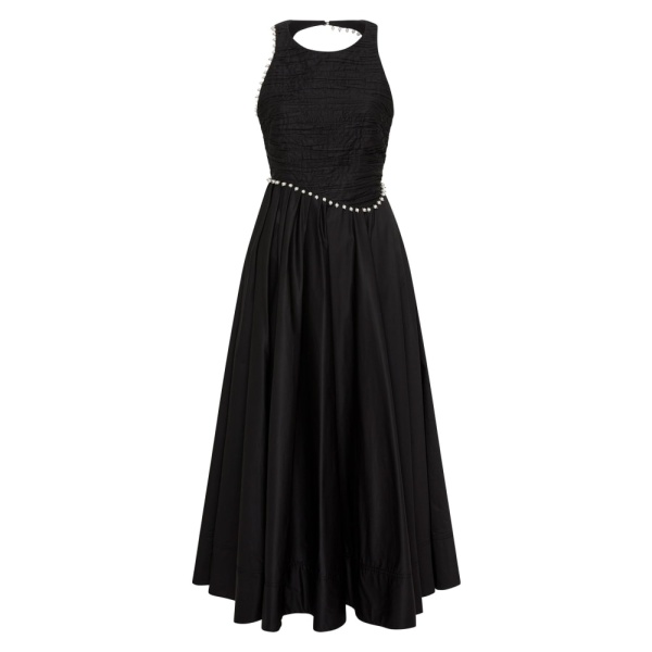 Aje Black Dress Florence Pearl Trim Midi Dress Clothing Aje Coveti