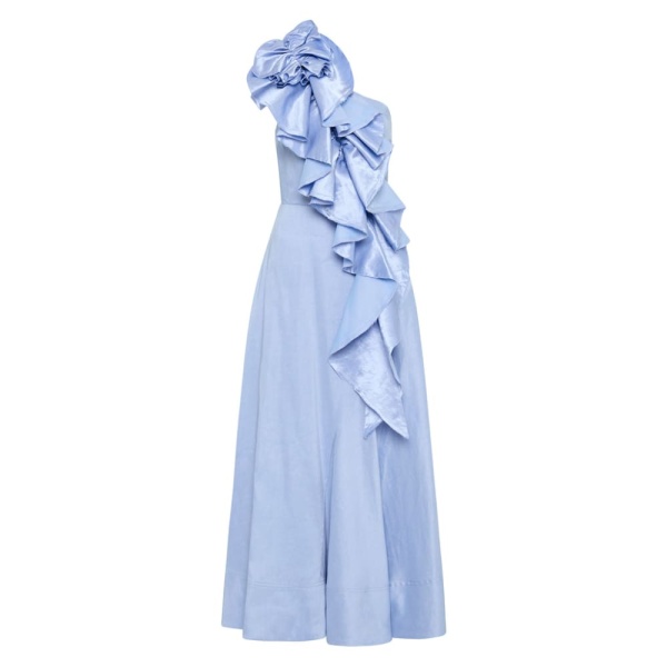 Aje Blue Dress Adelia Ruffle Midi Dress Clothing Aje Coveti