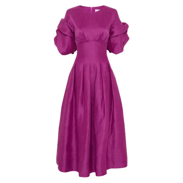 Aje Purple Dress Adelie Puff Sleeve Midi Dress Clothing Aje Coveti