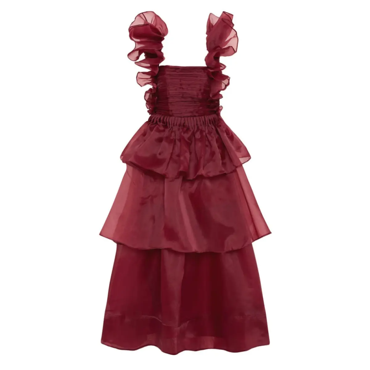 Aje Red Dress Asra Pleated Frill Midi Dress Clothing Aje Coveti