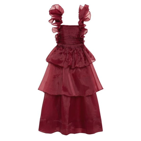 Aje Red Dress Asra Pleated Frill Midi Dress Clothing Aje Coveti