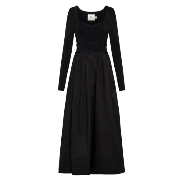 Aje Black Dress Audrey Knit Midi Dress Clothing Aje Coveti