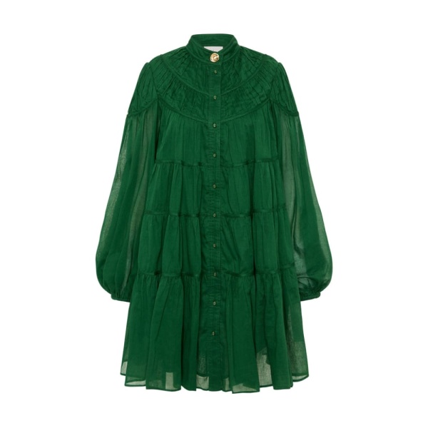 Aje Green Dress Erika Ruched Tier Mini Dress Clothing Aje Coveti