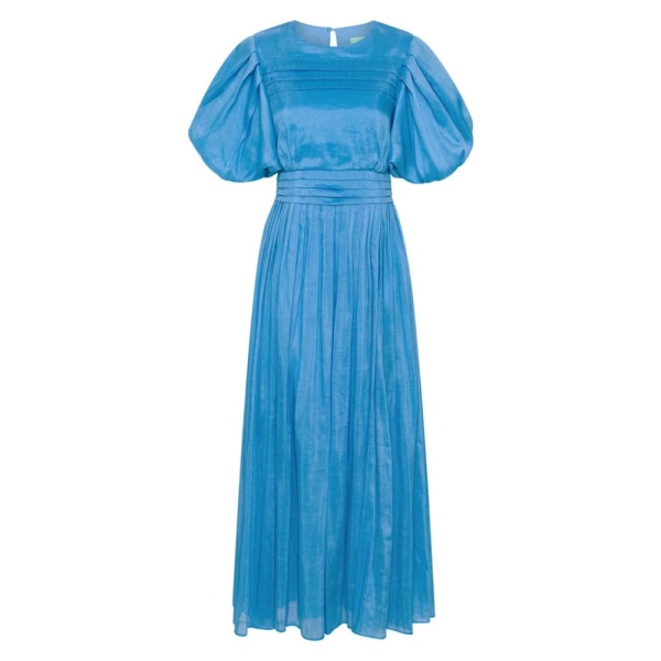 Aje Blue Dress Sylvia Pintuck Midi Dress Clothing Aje Coveti