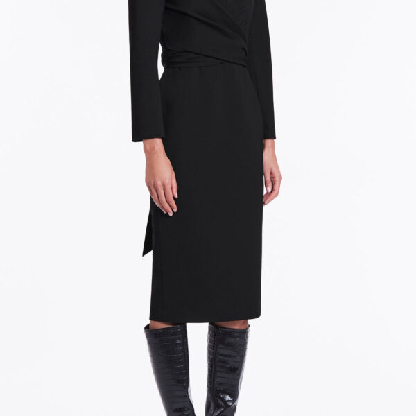 Maelle cape gown Black crepe cape midi dress (Copy) Clothing classic Coveti