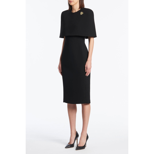 Maelle cape gown Black crepe button sleeved dress (Copy) Clothing classic Coveti