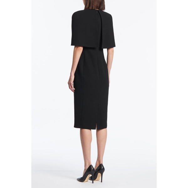 Maelle cape gown Black crepe button sleeved dress (Copy) Clothing classic Coveti