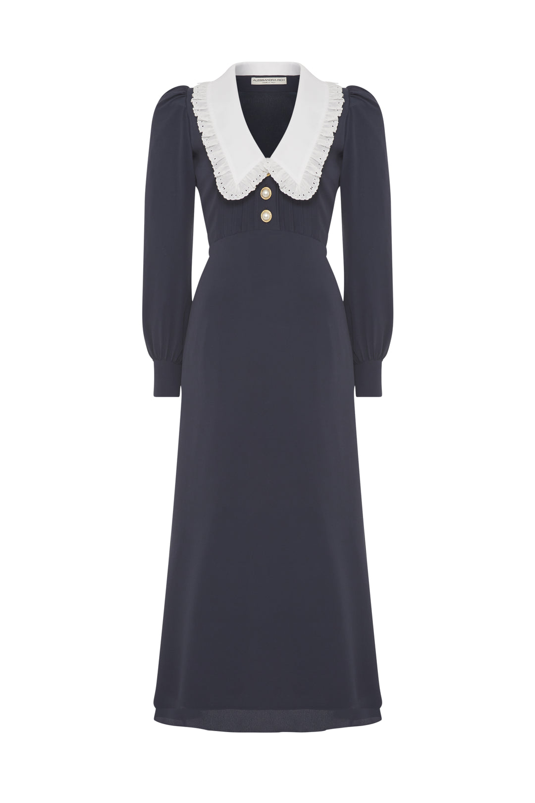 Alessandra Rich Silk Blend Dress With Collar