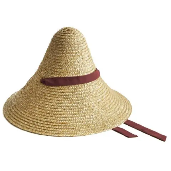 Cone Bordeaux Ribbon Straw Hat