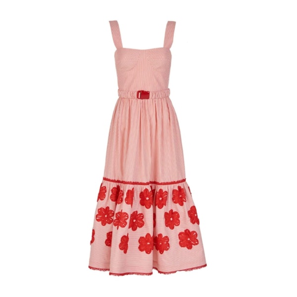 Silvia Tcherassi Dione Dress Orange Embroidered Flowers Dione Dress Orange Embroidered Flowers Clothing american designer Coveti