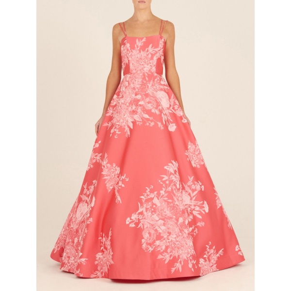 Julene Dress Salmon Embroidered
