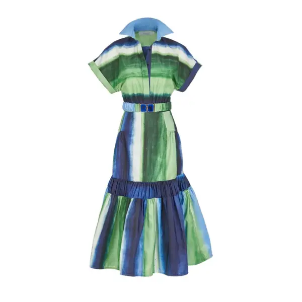 Silvia Tcherassi Kareli Dress Washed Emerald Blue Kareli Dress Washed Emerald Blue Clothing american designer Coveti