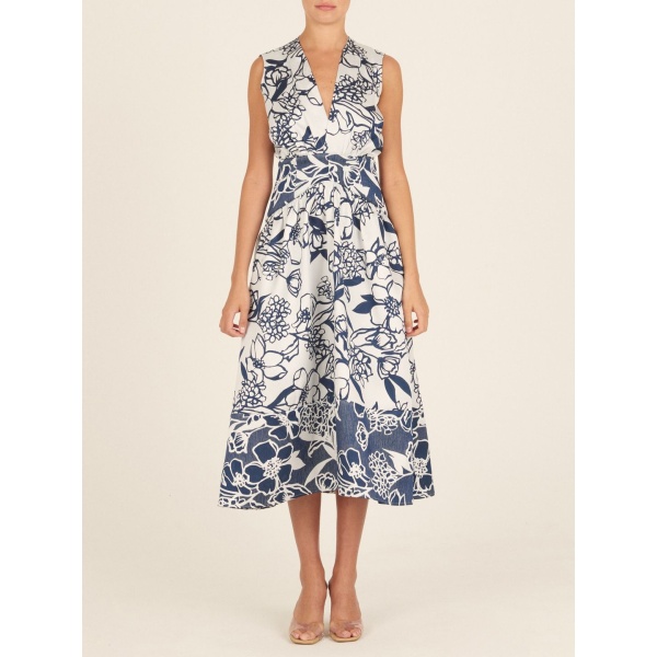 Nayla Dress Navy Whimsical Garden