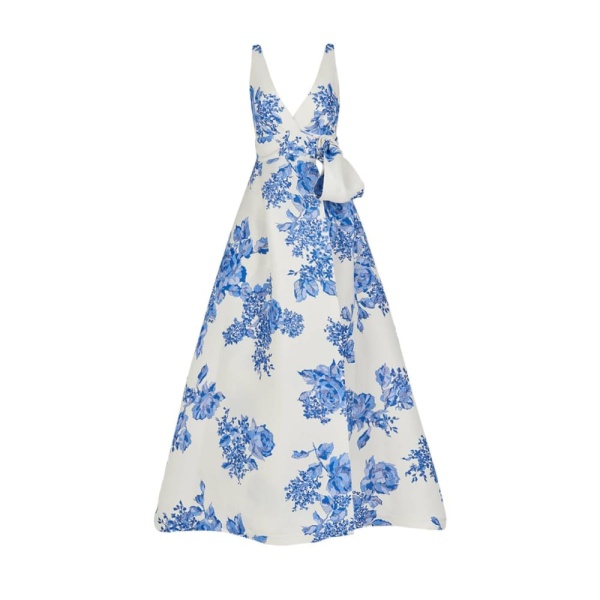 Silvia Tcherassi Logan Blue Midi Dress Logan Rose Motif Blue Dress Clothing american designer Coveti
