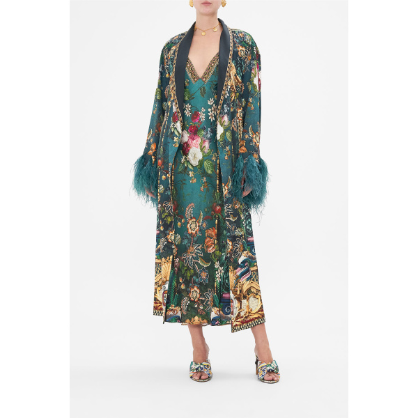 Camilla dress Long robe with flared sleeve dress green dress