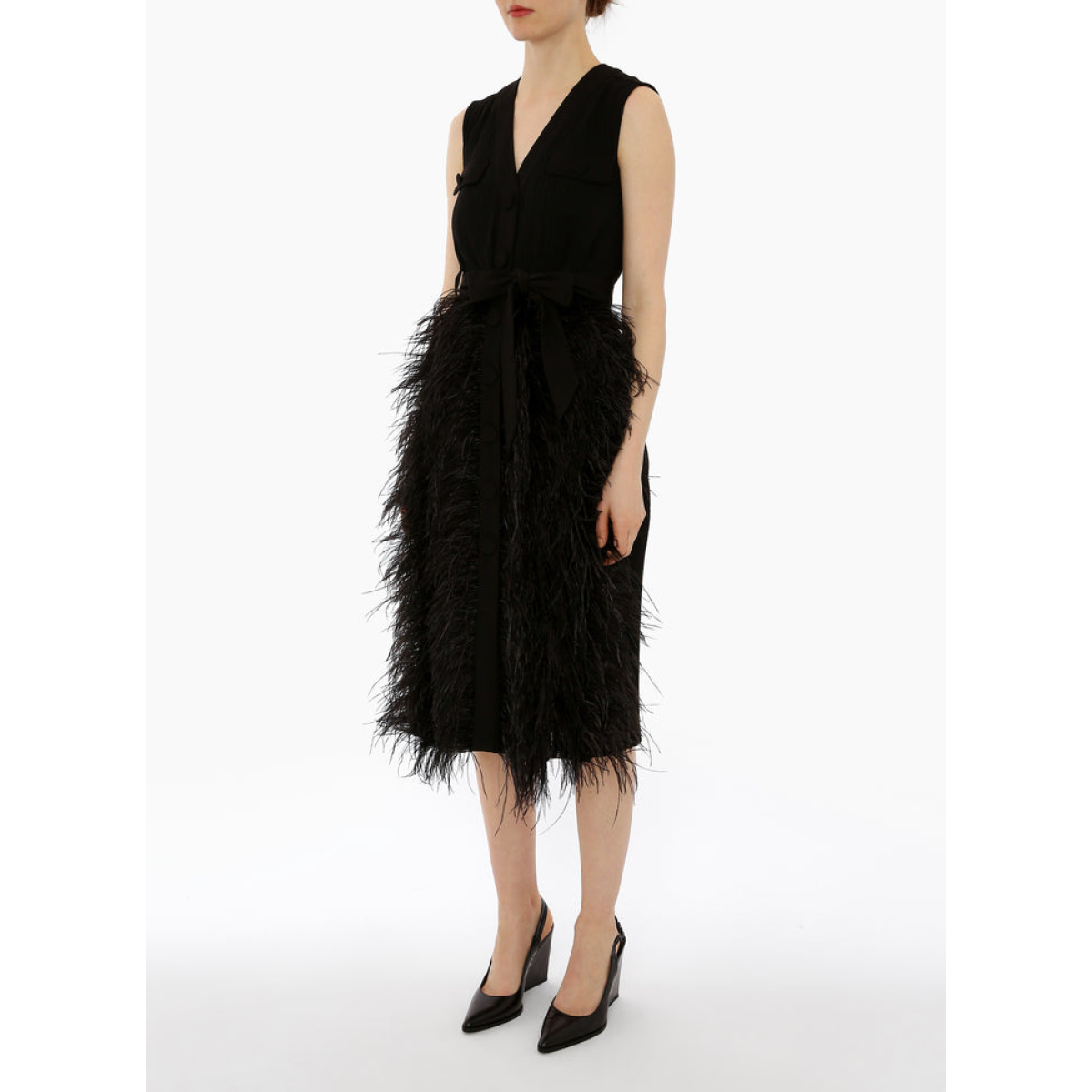 Huishan Zhang Elizabeth Dress Black Pleated Voile Elizabeth Dress Black Pleated Voile Clothing British designer Coveti